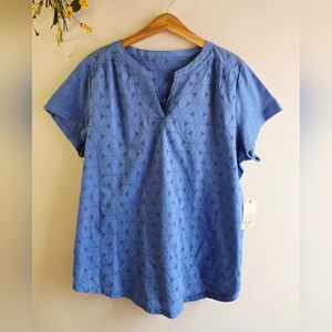 Blue Eyelet Women's Top